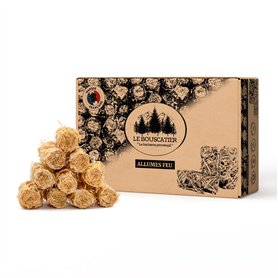 Le Bouscatier Allume-feu écologique en Laine et Cire de Bois 100% naturels pour cheminée poêle cuisinière Barbecue brasero. 150