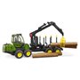 bruder 02133 - John Deere 1210E Tracteur de débardage avec 4 troncs d'arbres & grappin à bois - 1:16 Véhicule, Ferme, Forêt, Tra