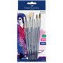 Faber-Castell 282891 Lot de 6 pinceaux Ronds et Plats pour Peinture Acrylique
