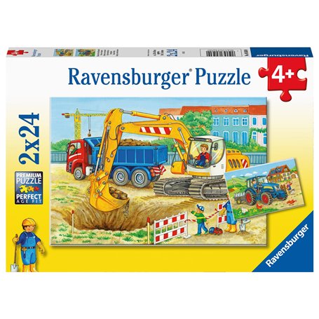 Ravensburger - Puzzle Enfant - Puzzles 2x24 p - Ferme et Chantier - Dès 4 Ans - 80560