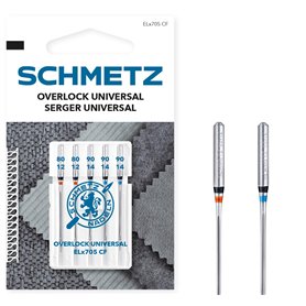 SCHMETZ | 5 Aiguilles pour machines à coudre | Overlock Universal | ELX705 CF/SY 2022 | Grosseur 80/12-90/14 | Attention: vérifi