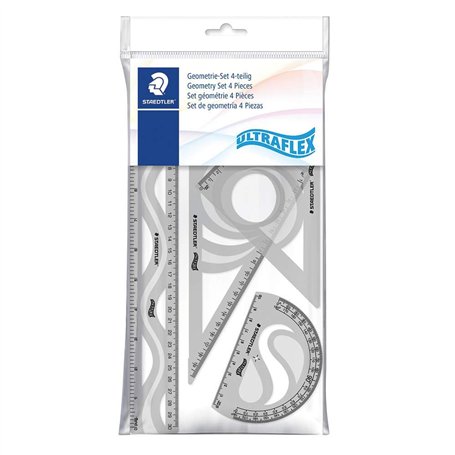 Staedtler 569 - Polybag 1 Set De Géométrie Flexible Et Incassable (Règle 30 Cm