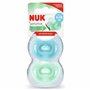 NUK Sensitive - Lot de 2 sucettes - 6 à 18 mois - 100% silicone pour peau délicate - Sans BPA - Bleu et vert