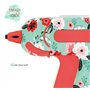 Westcott E-17201 00 Mini pistolet à colle à motif floral avec 2 bâtons de colle Turquoise/rouge