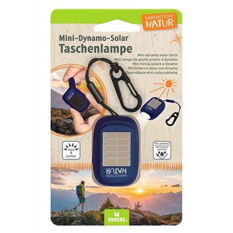 moses. Expedition Natur Mini lampe de poche solaire dynamo pour enfants avec manivelle et panneau solaire