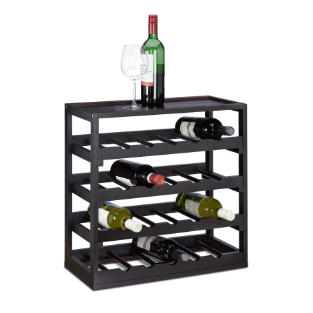 Relaxdays Casier à bouteilles de vin en bois étagère à vin H x l x P: 52 x 52 x 25 cm porte-bouteilles robuste range-bouteilles