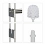 Relaxdays Serviteur WC, HxLxP: 78,5x17x17 cm, Porte-Papier Toilette, Brosse WC & Support, Acier Inoxydable, argenté