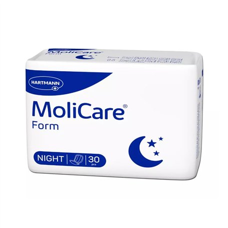 MoliCare Forme Night : Lot de 30 protections anatomiques pour incontinence urinaire et fécale modérée pour homme et femme