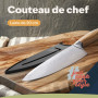 kjøk Premium Couteau de chef professionnel 20cm dureté 58±2 HRC avec etui et manche en bois d’olivier – couteau de cuisine japon