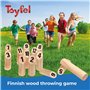 Toyfel Tölky Jeu de Quilles en Bois Finlandais - Jeu de Plein Air de 2 à 4 Joueurs - Echecs Suédois en Bois Écologique FSC® Jeu