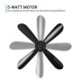 Bestlivings Ventilateur de plafond portable noir (câble XXL de 5 m) avec fiche et interrupteur, 220 V-240 V/5 W, diamètre 40 cm,