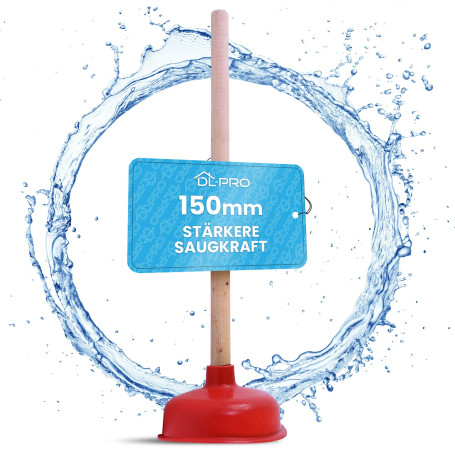 DL-pro Déboucheur pour toilettes WC avec manche et ventouse | diamètre de 135mm | longueur de 410mm