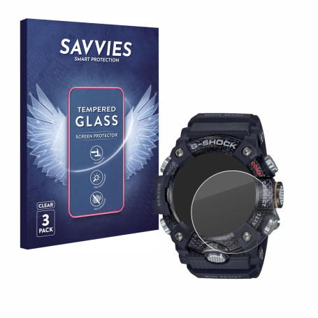 savvies Verre Trempé pour Casio G-Shock Mudmaster GG-B100-1AER (3 Pièces) Vitre Protection Ecran