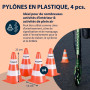 HUDORA Cônes - 4 pièces - Cônes de circulation empilables en orange/blanc - Cônes de signalisation haute qualité - Hauteur 23 cm