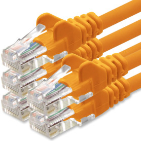1aTTack.de Câble Réseau Cat6 Cat 6-5x 5m - RJ45 Ethernet LAN DSL Routeur Modem - Orange
