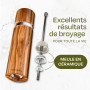 Moulin à sel et poivre en bois d'acacia avec soucoupe - Bois FSC® durable - Broyeur en céramique durable - Sans plastique