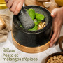 Praknu Mortier et Pilon de Cuisine Granit - Grand 400ml - Pour les épices et les herbes - Avec dessous de plat en bois FSC® N004