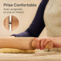 Praknu Rouleau a Patisserie - En Bois de Hêtre Certifié FSC® - Avec Graduation - Poignée Ergonomique - Antiadhésif