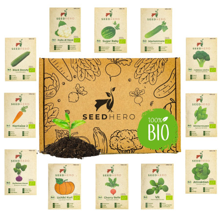 Set de graines de légumes BIO - 12 sortes de graines de légumes issues de l'agriculture biologique