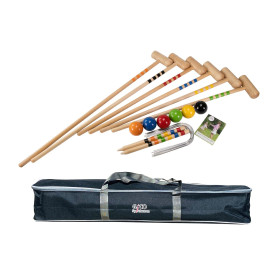 GICO Jeu de Croquet de qualité Famille - 6 Joueurs - Maillets Taille Adulte 2x100 cm