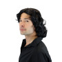 WIG ME UP - Perruque Noire Hommes Femmes Unisexe Gigolo 70s Pop Star Chanteur Danseur Playboy 3750