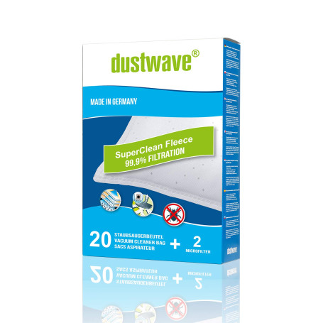 Dustwave® Lot de 20 sacs filtrants pour Moulinex MO 2600...2699