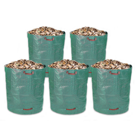 Schramm® 5 pièces Sacs de Jardin 500L Tissu polypropylène Vert Sac de Jardin PP