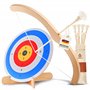BOWRILLA® Arc et flèches en bois pour enfants avec 6 flèches à ventouse