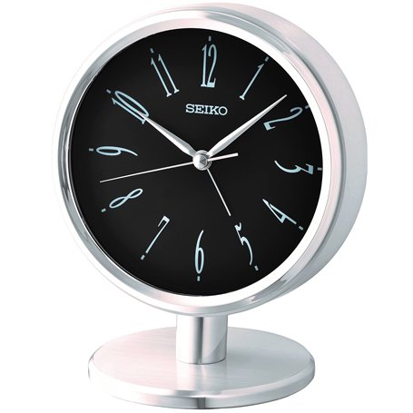 Seiko QHE186S Horloge de cheminée ronde à quartz avec cadran transparent Argenté