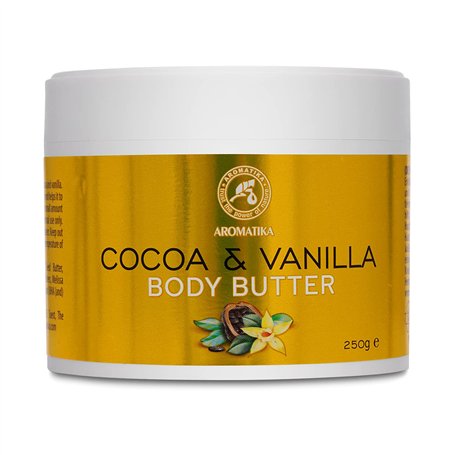 Beurre de Cacao & Vanille 250g - Hydratant Naturel pour Corps - Huile Corporelle Hydratante Formule au Beurre de Cacao - Soin de