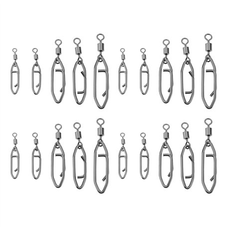 OTOTEC 50 Clips de Pêche en Acier Inoxydable à Rotation Fluide à 360 Degrés avec émerillon à Barillet Changement Rapide de Vites