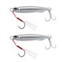 YINETTECH Lot de 2 Leurres de Pêche en Métal avec Hameçons Triples 40 G pour Maquereau Morue Bar Pêche en Eau Douce en Mer Chrom