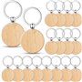 LEWITORS Lot de 50 porte-clés ronds en bois - 40 mm - Pour bricolage - Prêt à écrire au laser