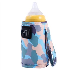 Kquepo Universel USB Chauffe- Lait Poussette Voyage Sac Isotherme Portable Allaitement Biberon Chauffe Camouflage-Bleu