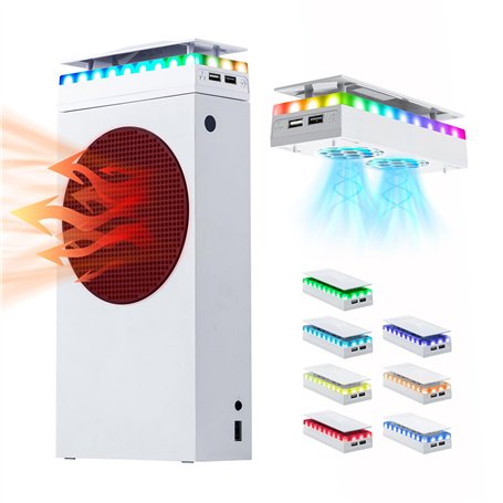 Mcbazel Xbox Series S Ventilateur de Refroidissement Housse Anti-Poussière avec 7 Effets d'éclairage RVB