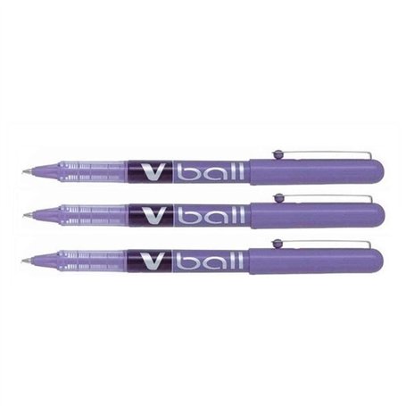 PILOT Lot de 3 Stylos roller V Ball VB5 Encre liquide Pte métal Fine Violet