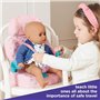 Casdon Baby Huggles Jouet - Siège rehausseur Rose - Siège Auto pour poupées avec Appui-tête et Boucles réglables - Convient aux