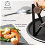 Artesà Set À Fondue Avec 6 Fourchettes Et Bol En Acier Inoxydable, Bol En Céramique, Support En Métal Et Brûleur À Double Combus