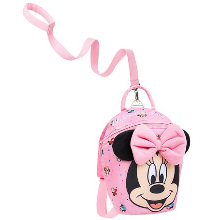Disney Sac à Dos Minnie - Petit Sac à Dos Fille Crèche Maternelle avec Sangle Anti Perte Détachable