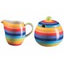 Purity Style Ensemble sucrier et pichet à rayures arc-en-ciel peints à la main