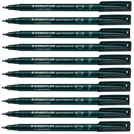 Staedtler Lumocolor Lot de 3 marqueurs permanents Pointe fine Étanche Résistant aux frottement Séchage rapide Pour CD DVD OHP No