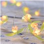 Lights4fun Guirlande Lumineuse avec Fleurs Roses et 20 LED Blanc Chaud à Piles avec Minuterie Résistante aux Intempéries Décorat