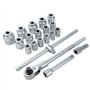 KATSU Jeu de Douilles 3/4" 21 Pièces, 19-50mm Métrique 12 Points avec Clé à Cliquet 24 Dents Dans un Boîtier en Acier, Outil de 