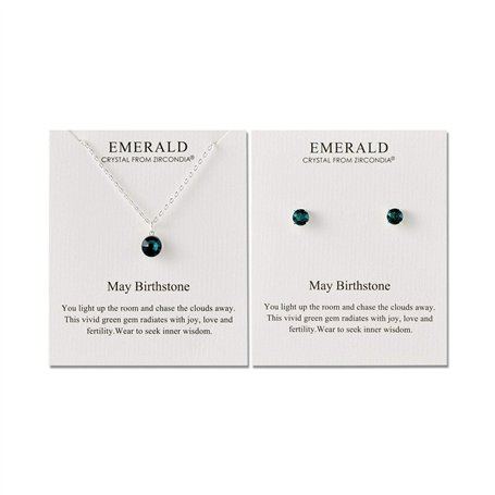 Philip Jones Ensemble collier et boucles d'oreilles avec pierre de naissance de mai (émeraude) créé avec des cristaux Zircondia®