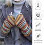 Pachamama Chauffe-poignets en laine pour femme - Doublure polaire - Rayures multicolores - Taille unique - Fait à la main - Ther