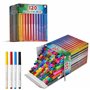 KreativeKraft Feutres Coloriage Enfants Pochette 120 Feutres Coloriage Lavables Pointe Large Couleurs Assorties Coffret