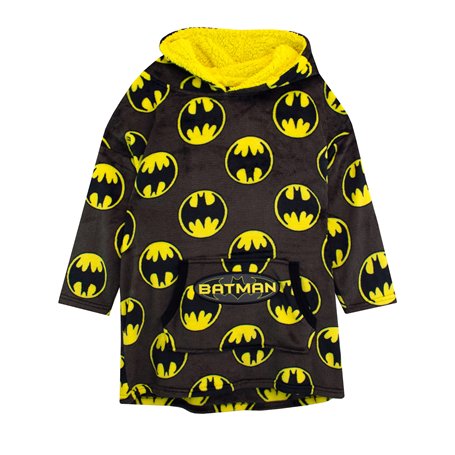 DC Comics Vêtements d'intérieur à Capuche en Polaire surdimensionnée pour Enfants Batman Gris Taille Unique