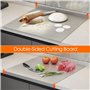 Focenat Planche a Decouper Inox 40 x 30 cm, Planche à Pétrir Inox, Protege Plan de Travail Cuisine avec bord d'arrêt, Plaque Ino
