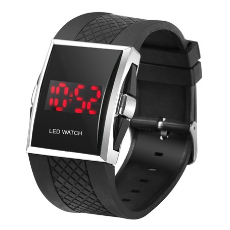 DIGIFLEX Luxueuse Montre Noire Sport Digitale Homme à LED Rouge