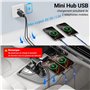 KiWiBiRD Hub USB Mini avec Multi Ports (1x USB 3.0, 2X USB 2.0), Adaptateur d'extension de répartiteur USB pour Ordinateur Porta